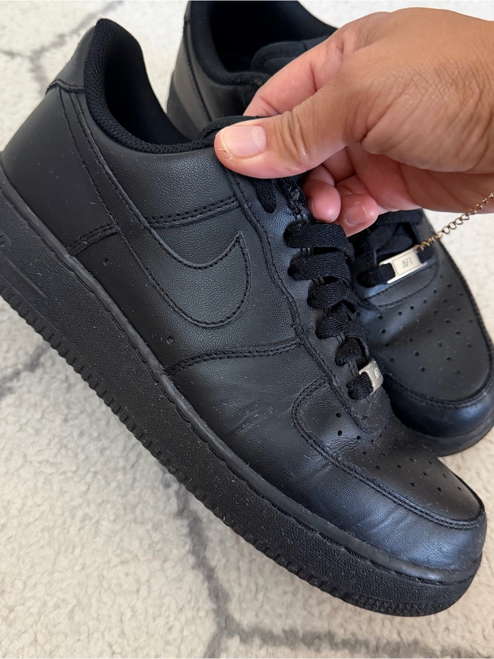 Men's NIKE Air Force 1 Black Leather Low-Top shoes